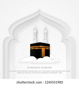 islamic ramadan kareem background with alharam mosque and cloud design vector eps 10