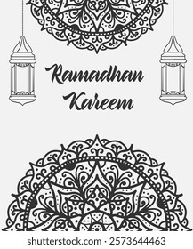 Islamic Ramadan Kareem Background with Mandala Design