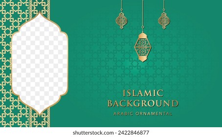 Islam Ramadan Kareem Eid Mubarak Arabischer Luxus-Zierhintergrund mit islamischem Muster und dekorativem Rahmen