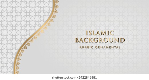 Islamic Ramadan Kareem Eid Mubarak Arabic Luxury Ornamental Background with Islamic Pattern and Decorative Ornament Frame