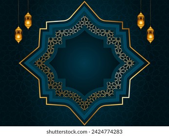 Islamic ramadan kareem eid mubarak arabic arabesque decorative shape background. Translation. "Muslim fasting month and celebration day after fasting."