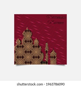 Islamic Ramadan Kareem greeting with mosque card background design, Vector illustration.