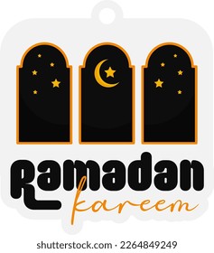 Islamic ramadan kareem label badge in flat illustration simple fun and elegant vector design