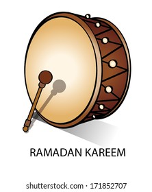 Islamic Ramadan kareem with old brown drums and sticks 