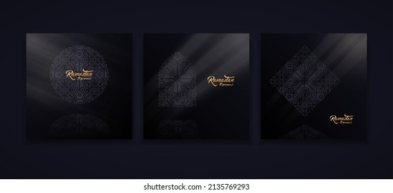 islamic ramadan kareem pattern with gold lettering. 