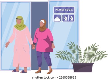 islamic ramadan kareem with people and children with mecca madinah mosque illustration vector