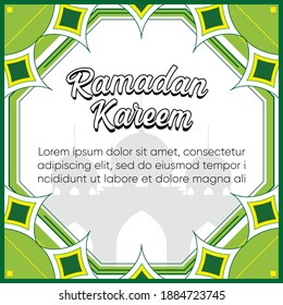 Plantilla islámica de Ramadan Kareem sobre el fondo verde

