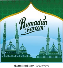 Islamic  Ramadan Kareem Vector template with mosque illustration