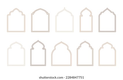 Islamic and ramadan kareem windows in oriental style. Border and frame with modern boho design template.