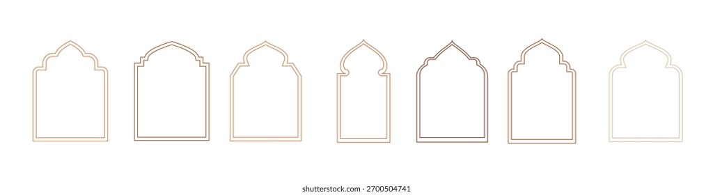 Janelas kareem islâmicas e ramadãs em estilo oriental. Borda e quadro com modelo de design boho moderno.