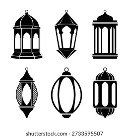 Icono de la linterna islámica del Ramadán fijado en estilo limpio del Vector, perfecto para los App, los Sitios web, las infografías, y los proyectos de diseño religiosos.