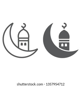 Islamic Ramadan Line And Glyph Icon, Arabic And Islam, Ramadam Kareem Sign, Vector Graphics, A Linear Pattern On A White Background, Eps 10.