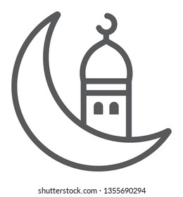 Islamic Ramadan Line Icon, Arabic And Islam, Ramadam Kareem Sign, Vector Graphics, A Linear Pattern On A White Background, Eps 10.