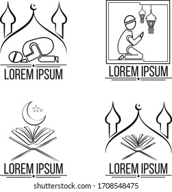 islamic ramadan line label or logo ide