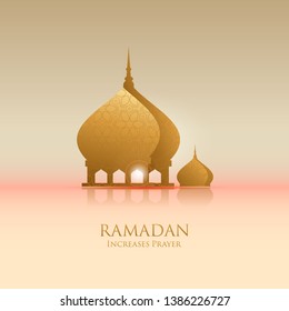 Islamic Ramadan Mosque For Greeting Post In Gold Style