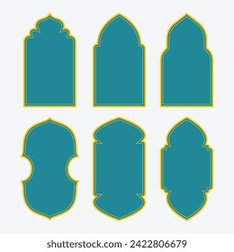 Colección islámica de forma ramadán, oro arabiano del marco, fondo de ornamento arabesco.