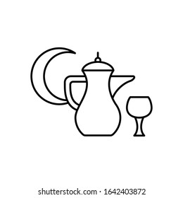 Islamic Ramadan table, carafe icon. Simple line, outline vector religion icons for ui and ux, website or mobile application