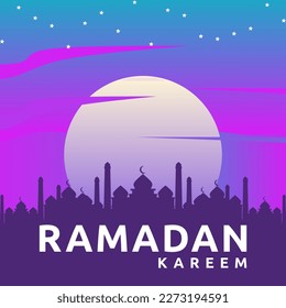 Islamic Ramadan themed greeting card template vector illustration, perfect for advertising, social media, banner background needs.