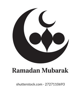 Islamische Ramadan-Typografie mit Mondsichel und Laternensymbolen, Mubarak-Gruß, Geschichte und Thumbnail-freundlichem Design.