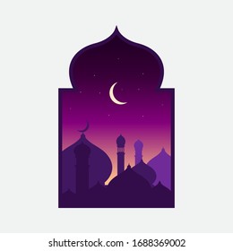 Islamic Ramadan Vector Background Flat