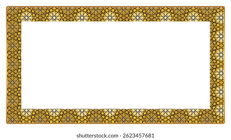 Islamic rectangle and Luxury corner golden rectangle certificate border pattern line photo frame islamic wedding invitation background	
