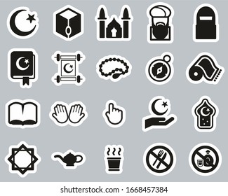 Islamic Religion & Culture Icons Black & White Sticker Set Big