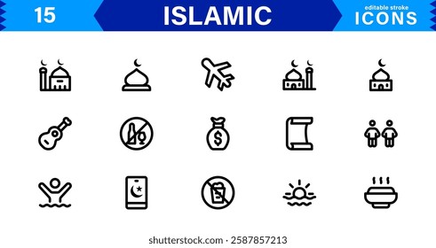 Islamic and Religion Icon Set. High-Quality Vector Icons for Faith-Based Designs and Spiritual Projects