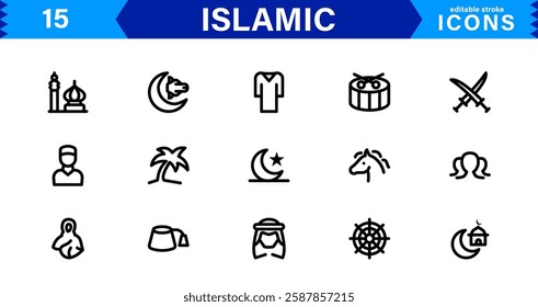 Islamic and Religion Icon Set. High-Quality Vector Icons for Faith-Based Designs and Spiritual Projects