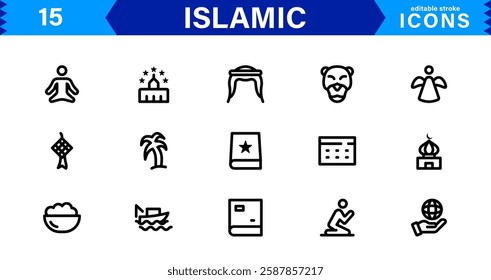 Islamic and Religion Icon Set. High-Quality Vector Icons for Faith-Based Designs and Spiritual Projects