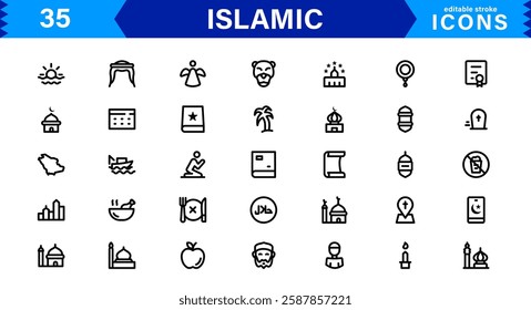 Islamic and Religion Icon Set. High-Quality Vector Icons for Faith-Based Designs and Spiritual Projects