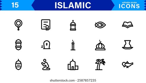 Islamic and Religion Icon Set. High-Quality Vector Icons for Faith-Based Designs and Spiritual Projects