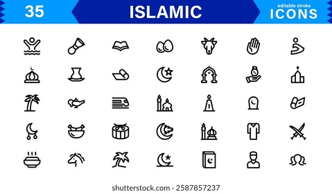 Islamic and Religion Icon Set. High-Quality Vector Icons for Faith-Based Designs and Spiritual Projects