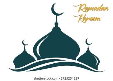 Silueta de Vector de paisaje arquitectónico religioso islámico. Elemento de diseño de mezquita tradicional para la celebración de vacaciones.