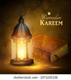 Islamic religious bookand lantern