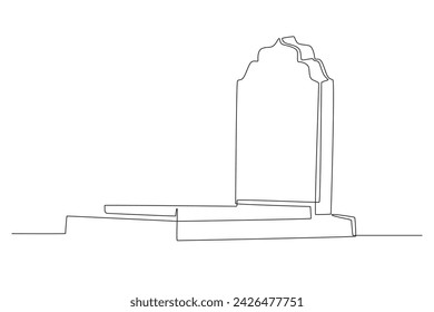 Islamic religious cemetery. Burial one-line drawing