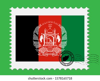 Islamic Republic of Afghanistan Flag Postage Stamp vector illustration Eps 10