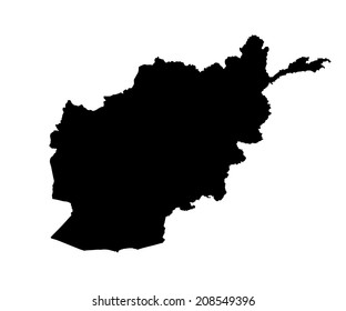Islamic Republic of Afghanistan vector map silhouette isolated on white background silhouette. High detailed illustration. Middle east state.