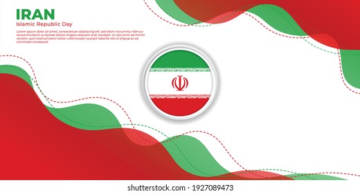 Islamic Republic Day of Iran vector illustration. Red and green abstract background design. Good template for Iran National Day design.