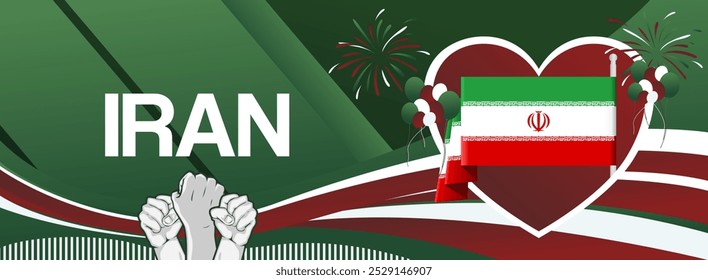 Islamic Republic of Iran national day festive banner. Attractive templates for holiday celebration, greeting card, billboard, sport event backdrops. April 1st. Happy Iran Independence Day