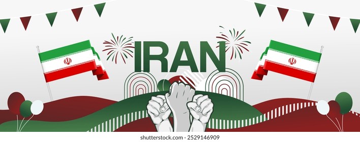 Islamic Republic of Iran national day festive banner. Attractive templates for holiday celebration, greeting card, billboard, sport event backdrops. April 1st. Happy Iran Independence Day