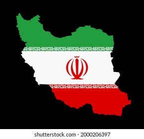 Islamic Republic of Iran vector map flag high detailed silhouette illustration isolated on black background. Middle East country symbol.