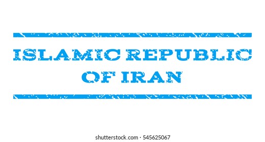 Islamic Republic Of Iran watermark stamp. Text caption between horizontal parallel lines with grunge design style. Rubber seal stamp with unclean texture.