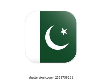 Islamic Republic of Pakistan Flag icon. Rounded square flag of Pakistan icon design, vector illustration