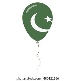 Islamic Republic of Pakistan national colors isolated balloon on white background. Independence day patriotic poster. Flat style National day vector illustration.