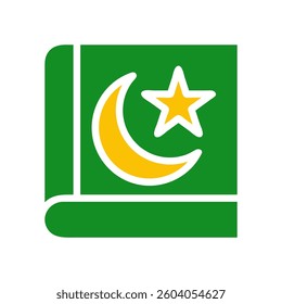 Islamic Sacred Book with Moon and Star Symbol