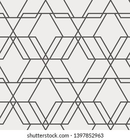 Islamic Sacred Geometric Simple Line Art Deco Brown and Cream Black and White Shapes Tiles Mosaic Mesh Surface Seamless Repeat Vector Pattern