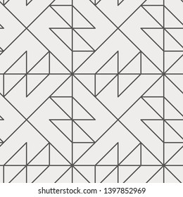 Islamic Sacred Geometric Simple Line Art Deco Brown and Cream Black and White Shapes Tiles Mosaic Mesh Surface Seamless Repeat Vector Pattern