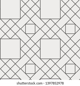 Islamic Sacred Geometric Simple Line Art Deco Brown and Cream Black and White Shapes Tiles Mosaic Mesh Surface Seamless Repeat Vector Pattern