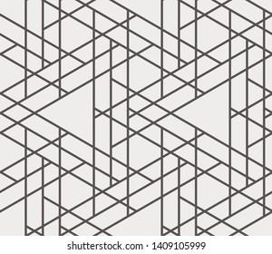 Islamic Sacred Geometric Simple Line Art Deco, Brown and Cream, Black and White Shapes Tiles Mosaic Mesh Surface Seamless Repeat Vector Pattern. 