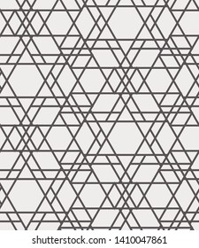 Islamic Sacred Geometric Simple Line Art Deco, Brown and Cream, Black and White Shapes Tiles Mosaic Mesh Surface Seamless Repeat Vector Pattern. 
